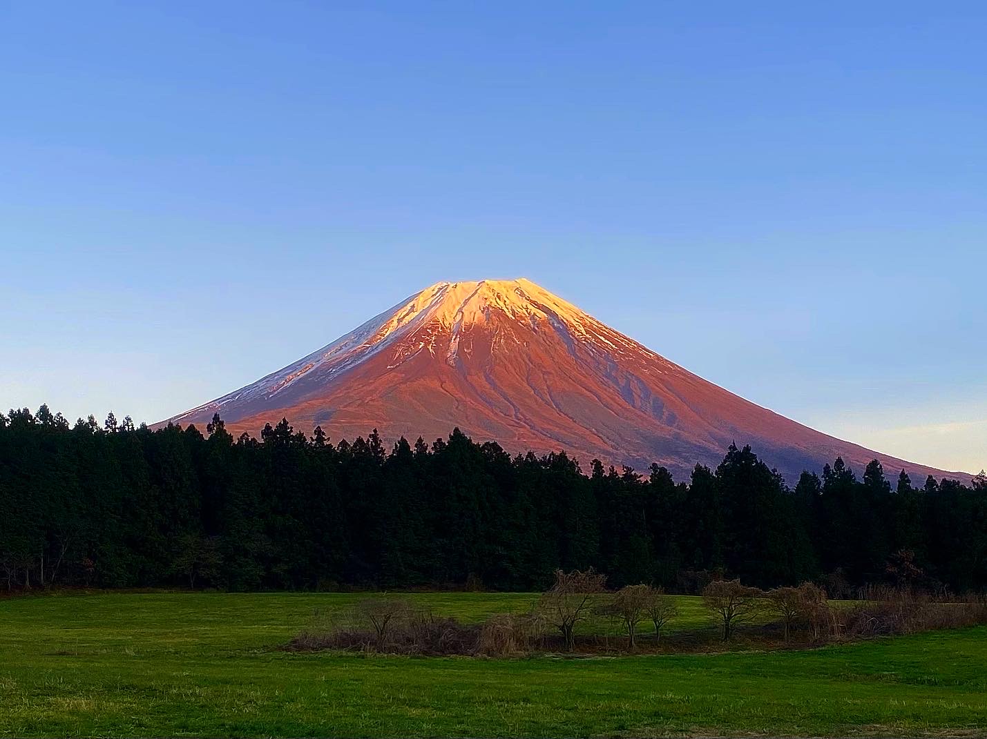 朝霧高原の赤富士